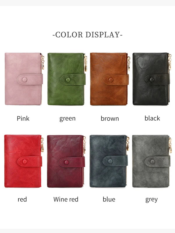 Minimalist Women's Wallet with Large Capacity Double Zipper Card Holder