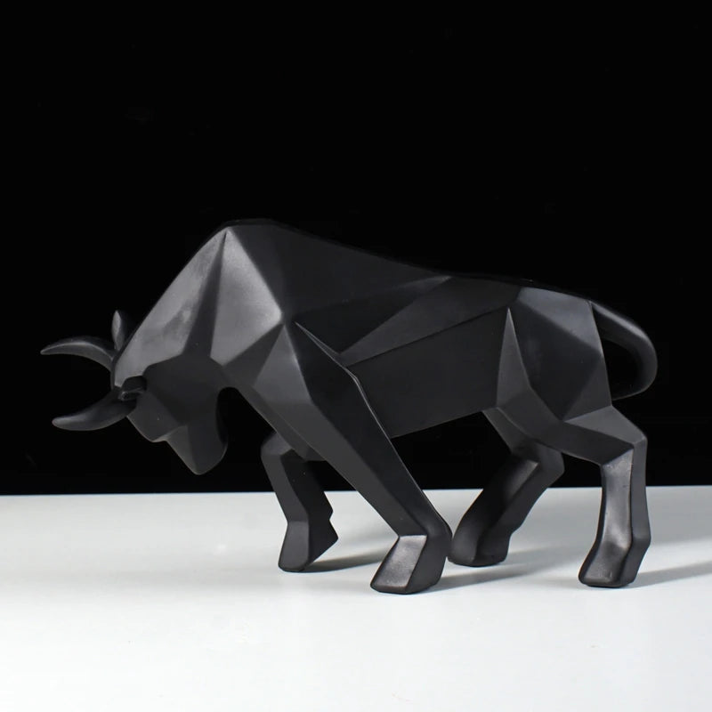 Abstract Bull Sculpture Geometric Ox Home Decor Office Wall Art Animal Ornament