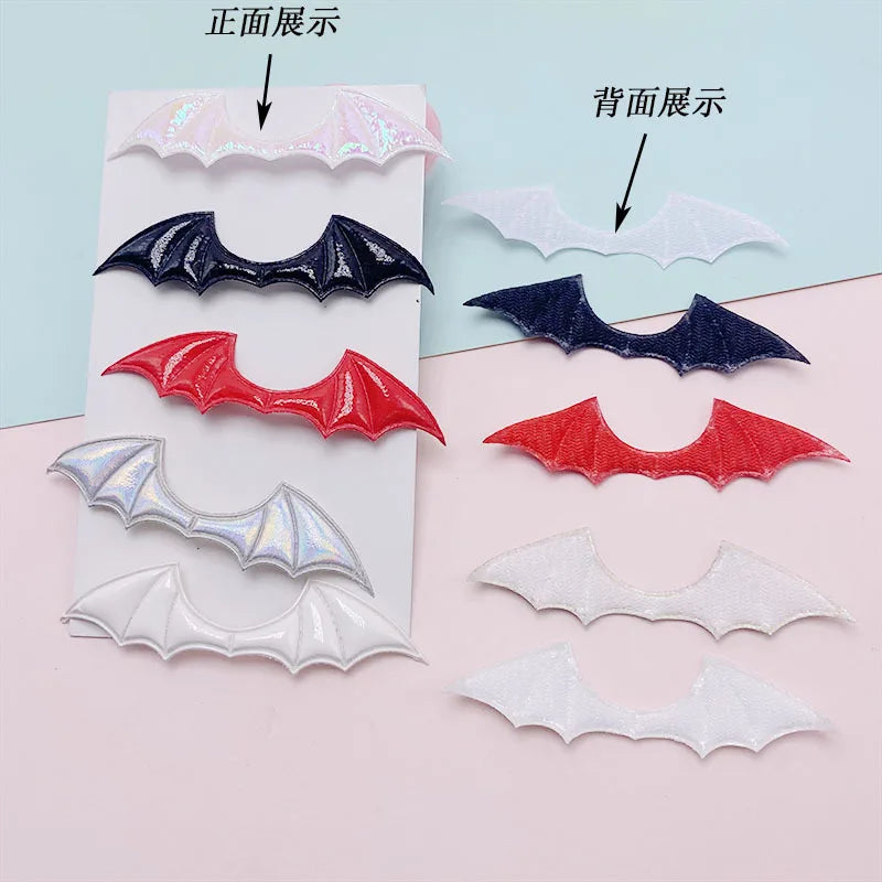 Halloween Demon Bat Wings Padded Leather Fabric Appliques for DIY Costume Accessories