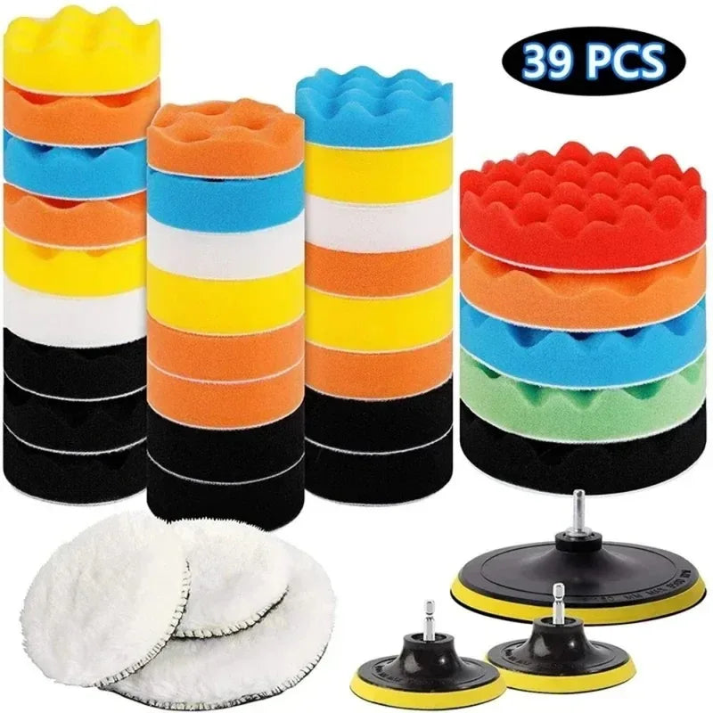 39PCS Car Polishing Sponge Pad Kit Foam Buffers for Waxing and Scratch Removal