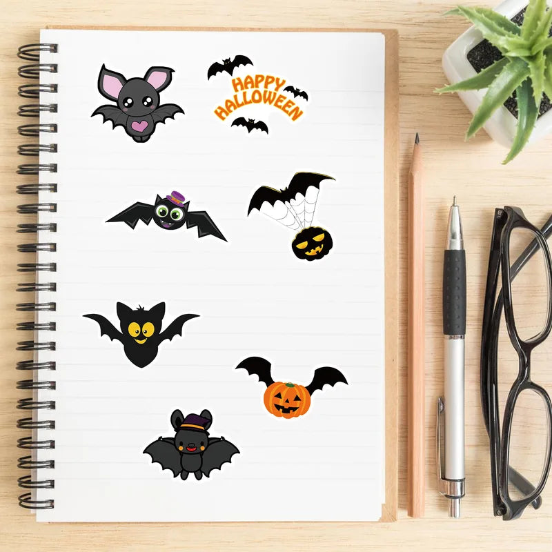 Halloween Bat Stickers Pack for Walls, Laptops & Streetwear - Purple, Red, White, Yellow
