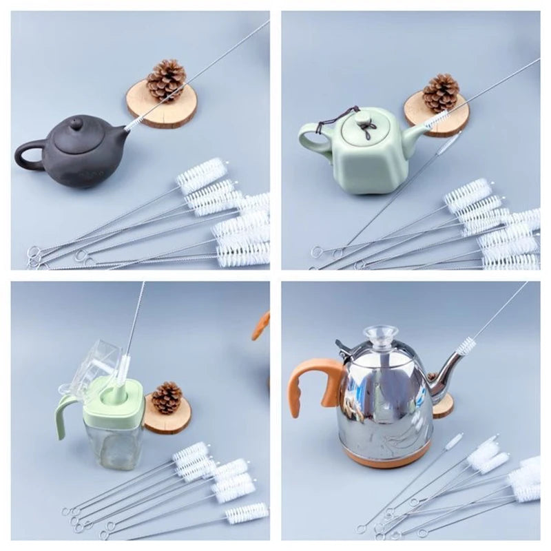 Multifunctional Nylon Stainless Steel Bottle Cleaning Brushes - Reusable Drinking Straw & Cup Cleaning Tools