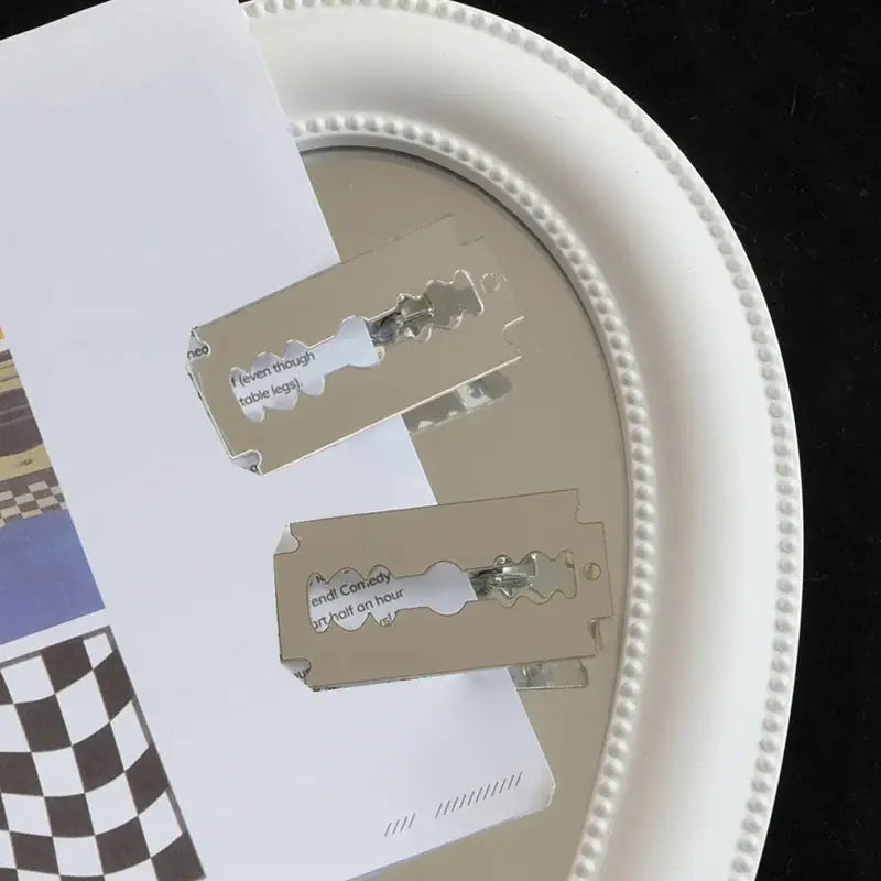Simulated Acrylic Razor Blade Hair Clips - Punk Y2K Side Accessories for E-Girls & Streetwear