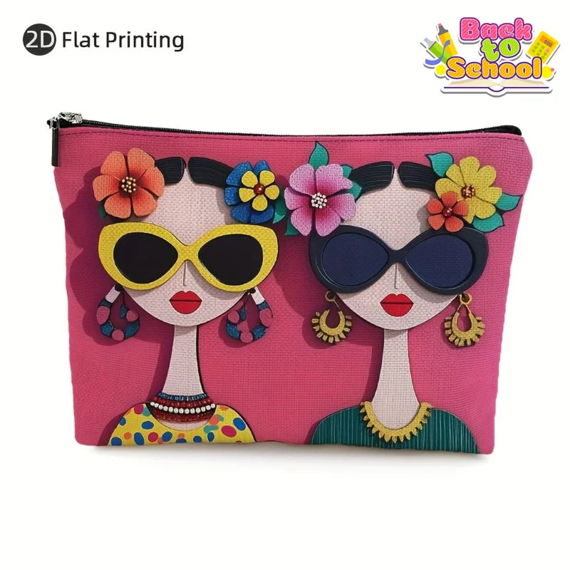 Floral Pattern Makeup Bag - Large Capacity Cosmetic Organizer for Travel & Daily Use