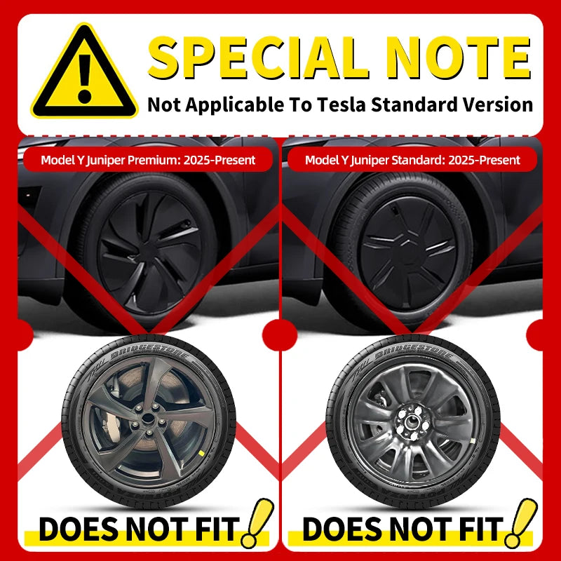 4PCS Silver Black Turbine Style Hubcaps for Tesla Model Y 2020-2024 - Wheel Cover Replacement