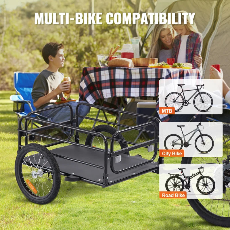 Bike Cargo Trailer 160 lbs Capacity Foldable Bicycle Wagon with 16-Inch Wheels