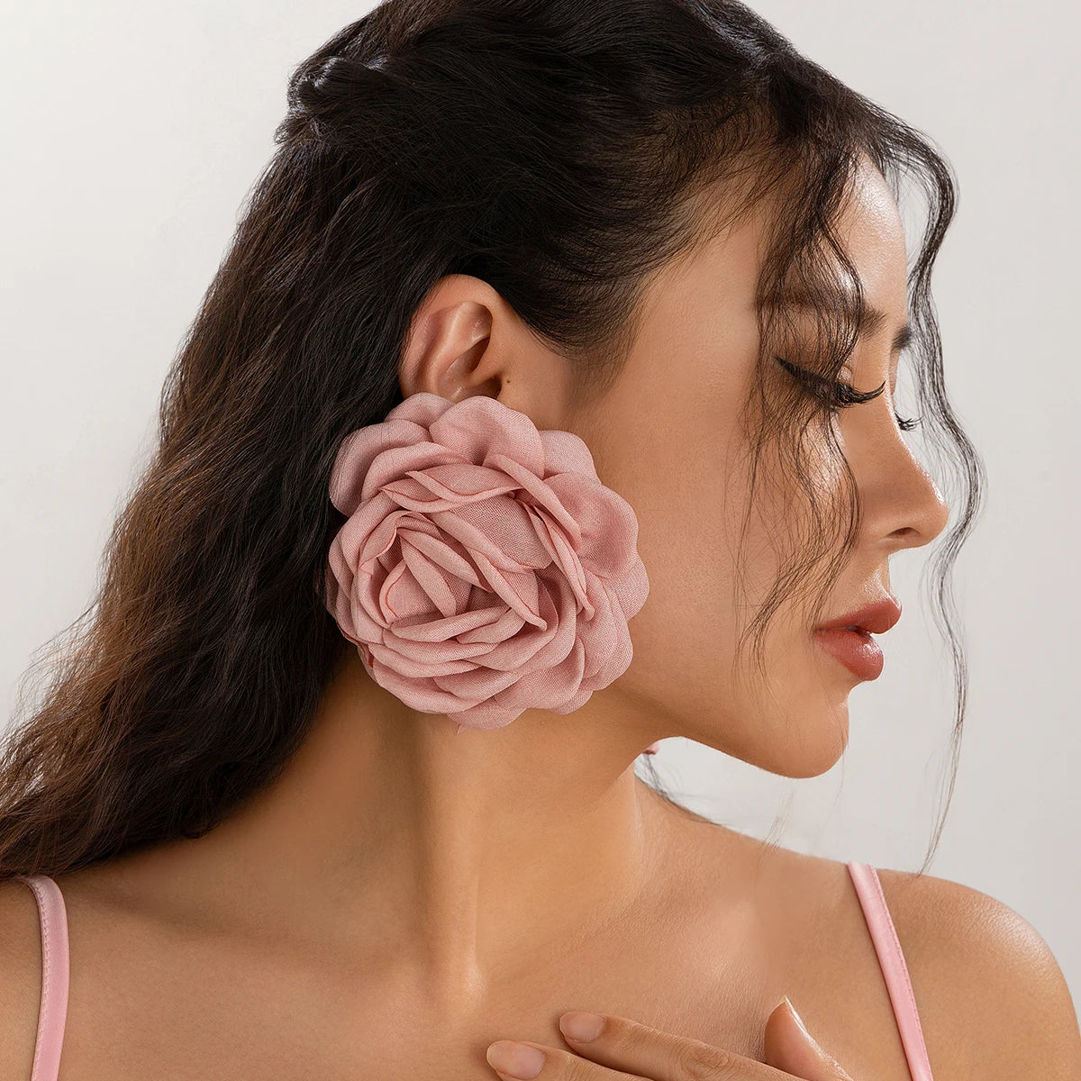 Large Rose Flower Earrings for Women - Statement Pierced Jewelry for Parties & Dinners
