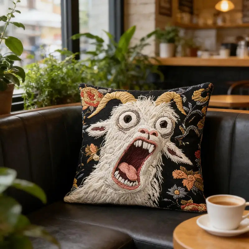 Screaming Goat Pillow Cover 45x45cm Soft Plush Decorative Throw Pillow Case for Sofa