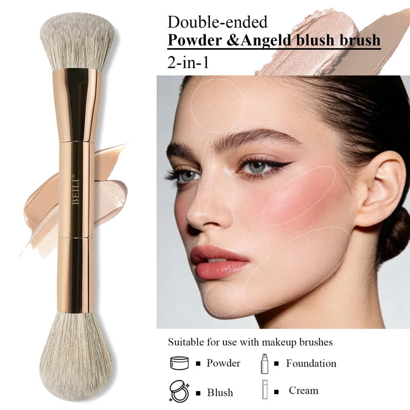 Double-Sided Makeup Brush Set for Foundation, Blush, Contour & Eye Shadow