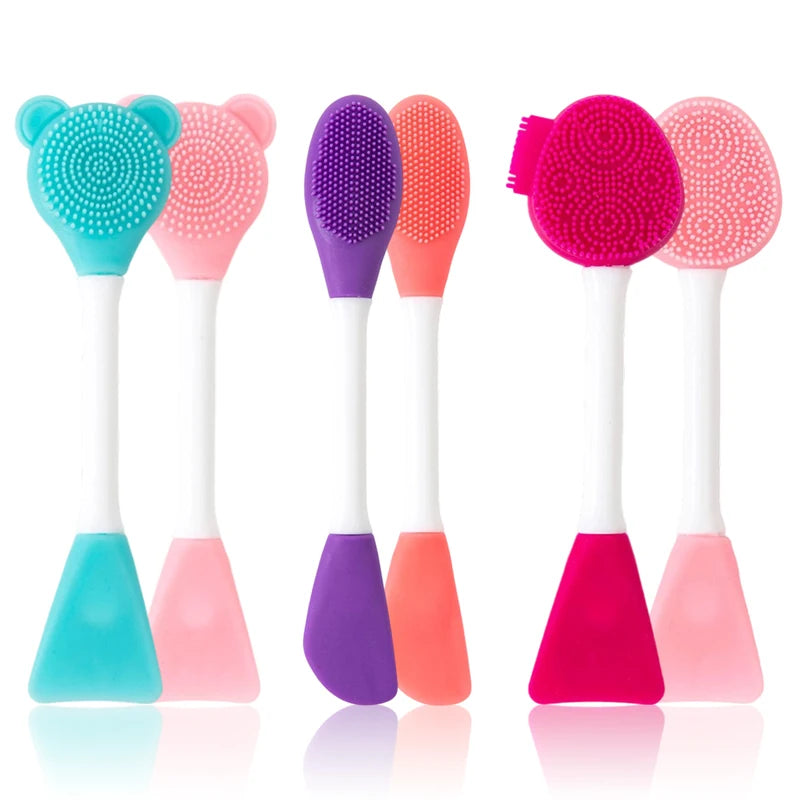 Facial Silicone Brush & Mask Applicator Set - 2-in-1 Spa Skincare Tool