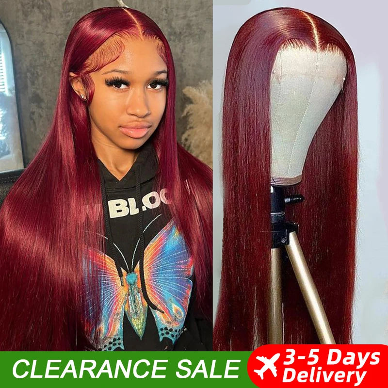 Colored HD Lace Front Wig Human Hair 13x6 PrePlucked Straight 200% Density