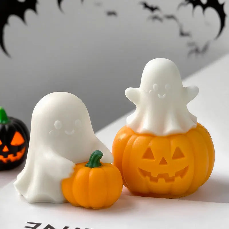 Silicone Candle Making Mold for Halloween Pumpkin & Ghost Designs - DIY Craft Supplies