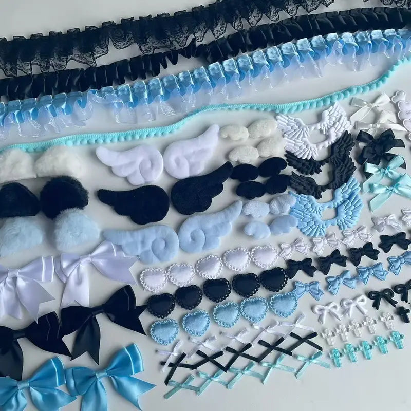 DIY Accessories Set with Pink Lace Material for Crafts and Handmade Projects