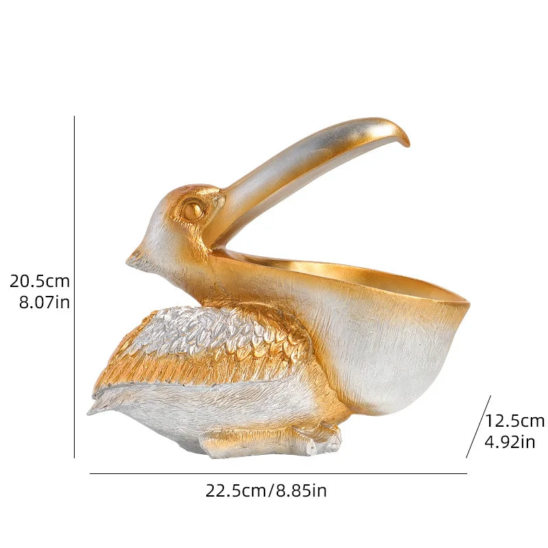 European-Style Pelican Animal Ornament with Key Storage for Liquor, Living & Shoe Cabinets