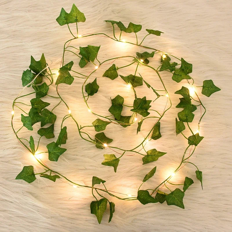 Silk Leaf Ivy Vine String Lights for Wedding Home Garden Decor - 2M, 5M, 10M