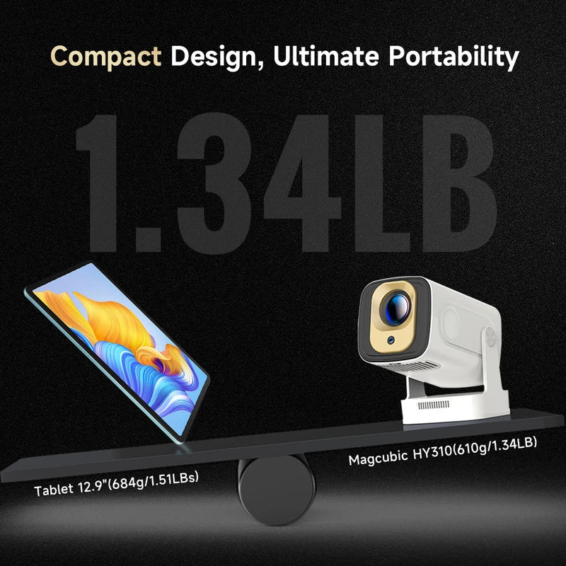 Mini Outdoor Movie Projector 1080P 4K Support WiFi6 BT5.4 Auto Focus 330ANSI