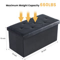 Folding Storage Ottoman Footstool - Leather Upholstered Bench Supports 660 lbs