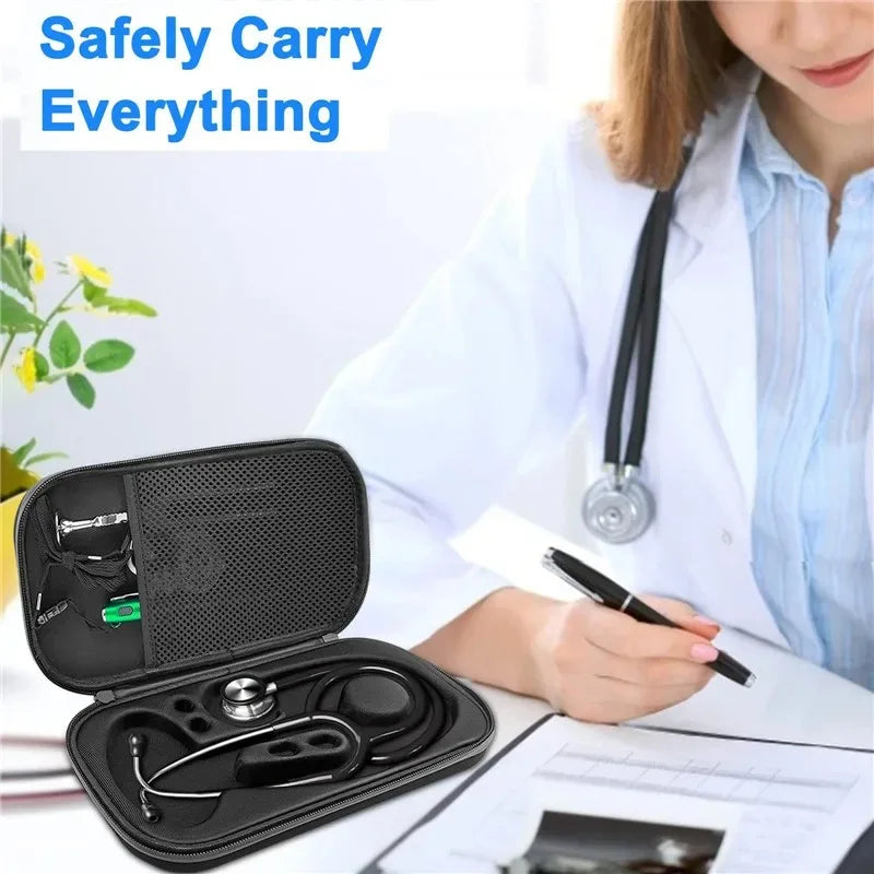 Portable EVA Stethoscope Storage Box with Mesh Organizer and Carry Handle