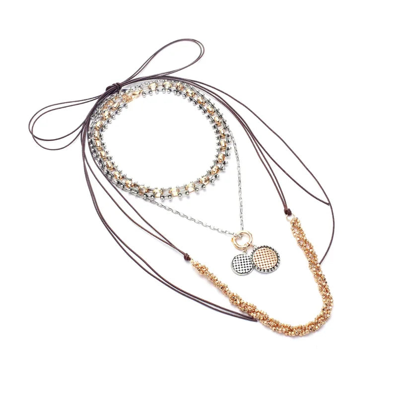Bohemian Multi-Layered Necklace with Coin Pendant - Vintage Jewelry for Women