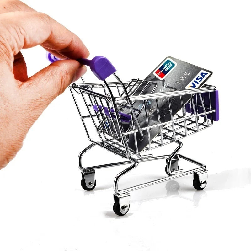 Mini Supermarket Shopping Trolley Cart Toy Set - Desktop Model for Kids
