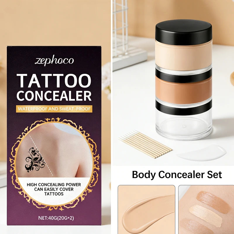 High Coverage Body Concealer Set for Tattoos Scars & Blemishes Waterproof & Long Lasting
