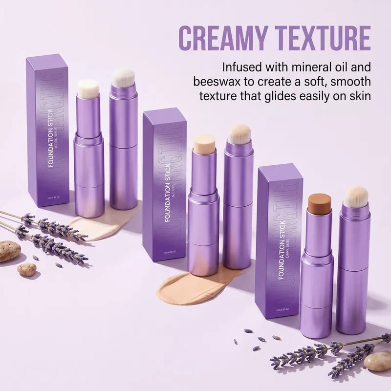 Lightweight Foundation Stick with Natural Matte Finish - Buildable, Portable, 3 Shades