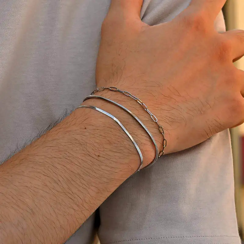 Men Women Stainless Steel Chain Bracelet Twisted Rope Minimalist Jewelry Gift