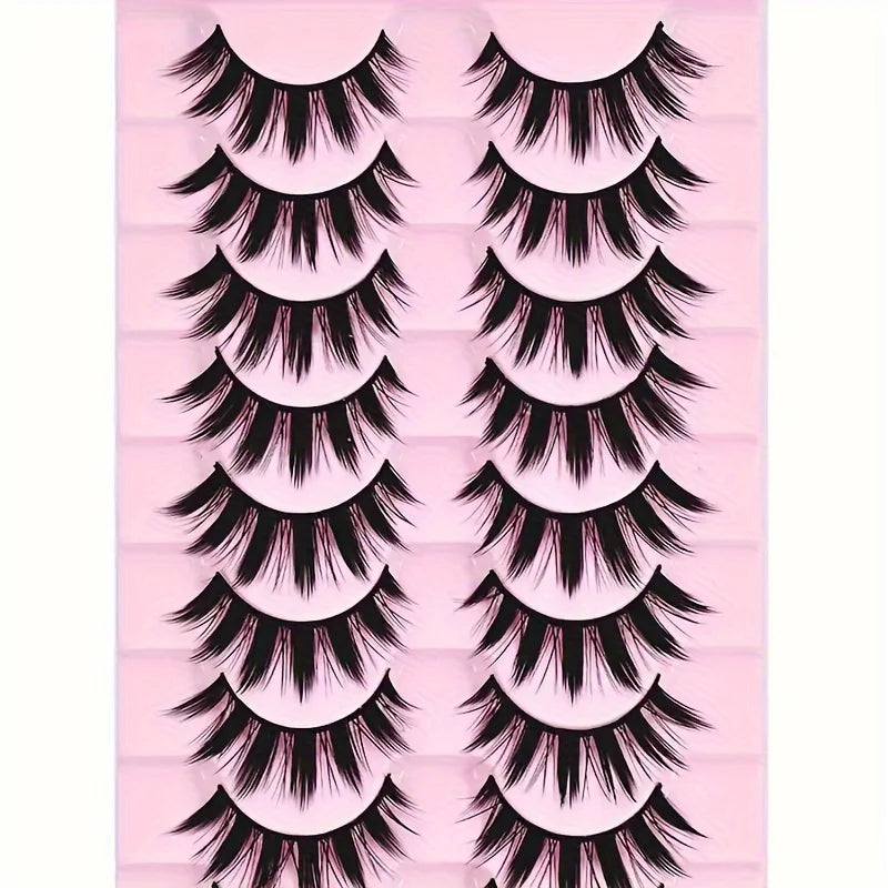 10 Pairs False Eyelashes Thick Reusable Eye Makeup Extensions