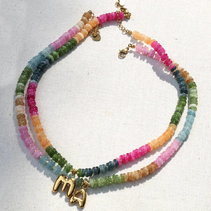 Bohemian Rainbow Beaded Choker Necklace Personalized Handmade Women’s Jewelry