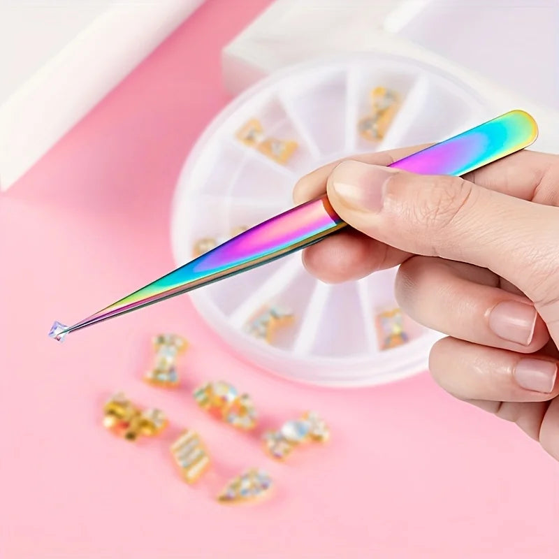 Stainless Steel Eyelash Tweezers Set with Box - Precision Makeup Tool for Women, 3 Pieces