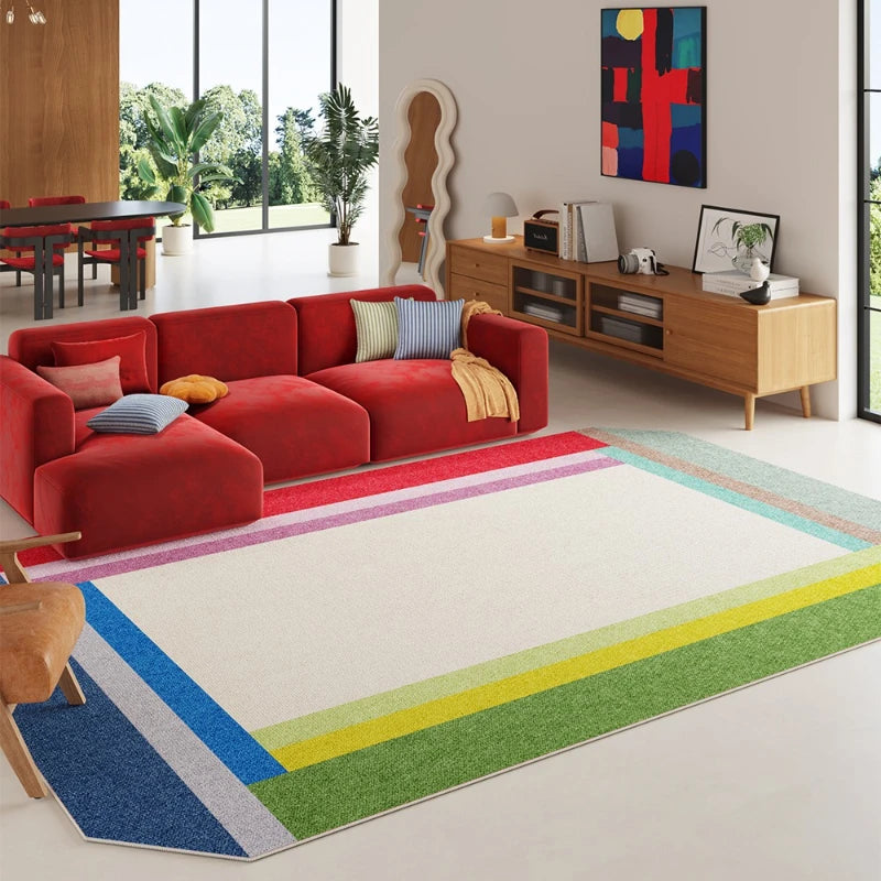 Colorful Irregular Shape Rug for Living Room Bedroom Lounge - Washable Non-Slip Floor Mat