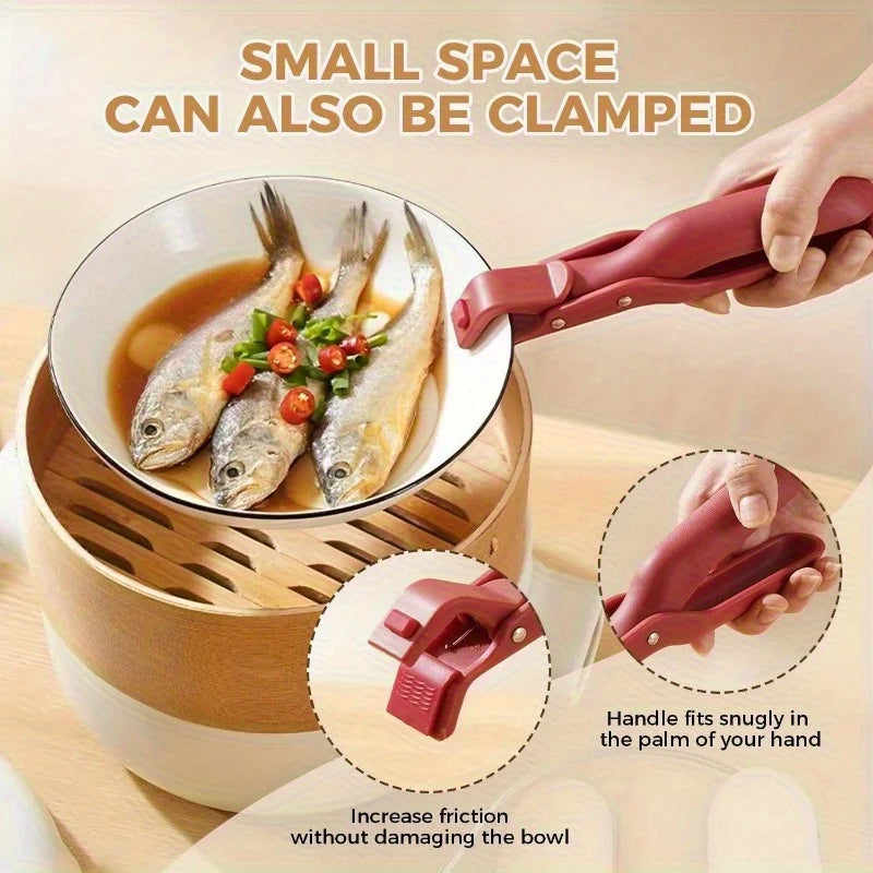 Anti-Scald Kitchen Clip Set - Non-Slip Dish Plate & Pan Holders, Multiple Colors
