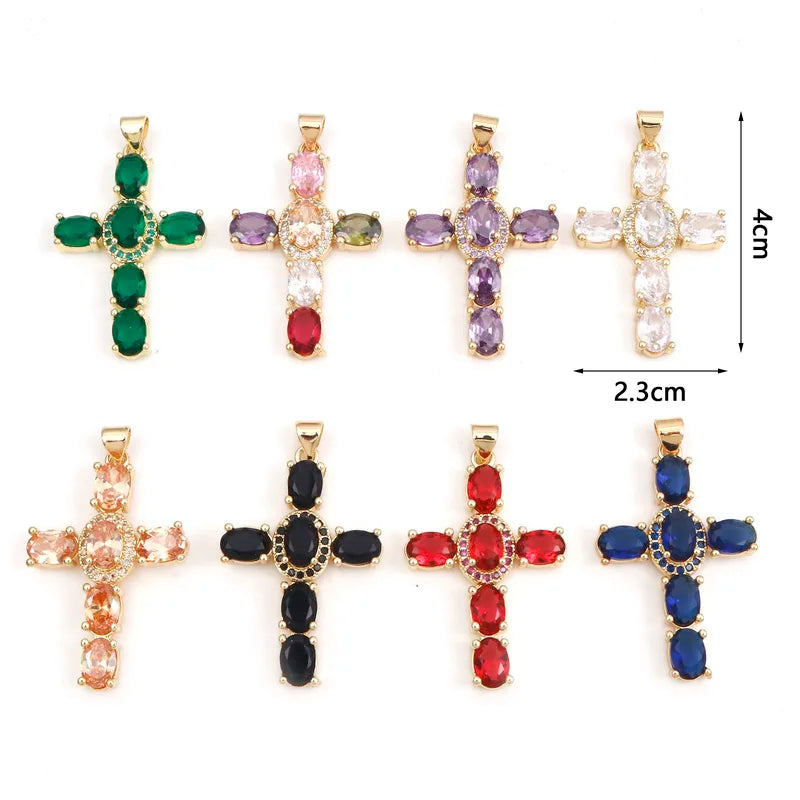 Copper Religious Cross Pendant Jewelry Findings for DIY Necklace & Bracelet Making 4cm x 2.3cm