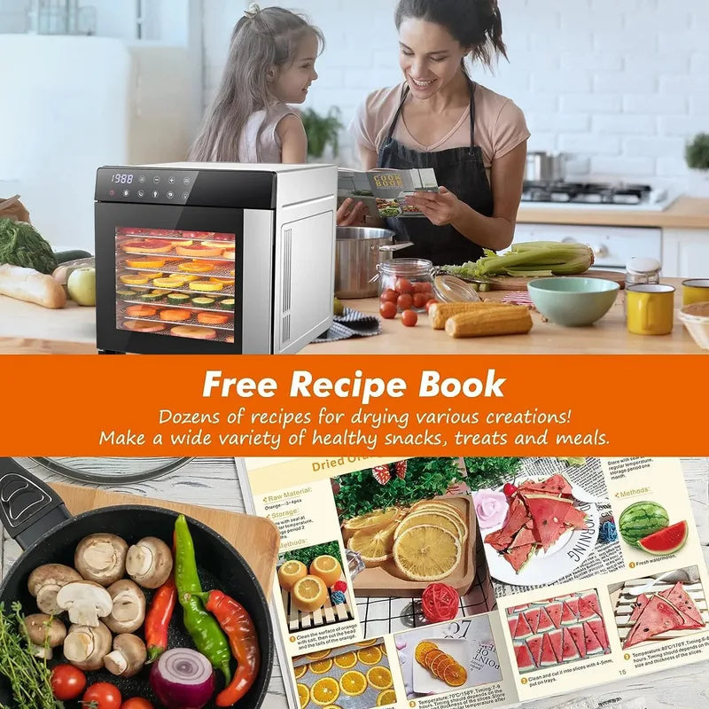 8-Tray Stainless Steel Food Dehydrator with Digital Timer & Presets