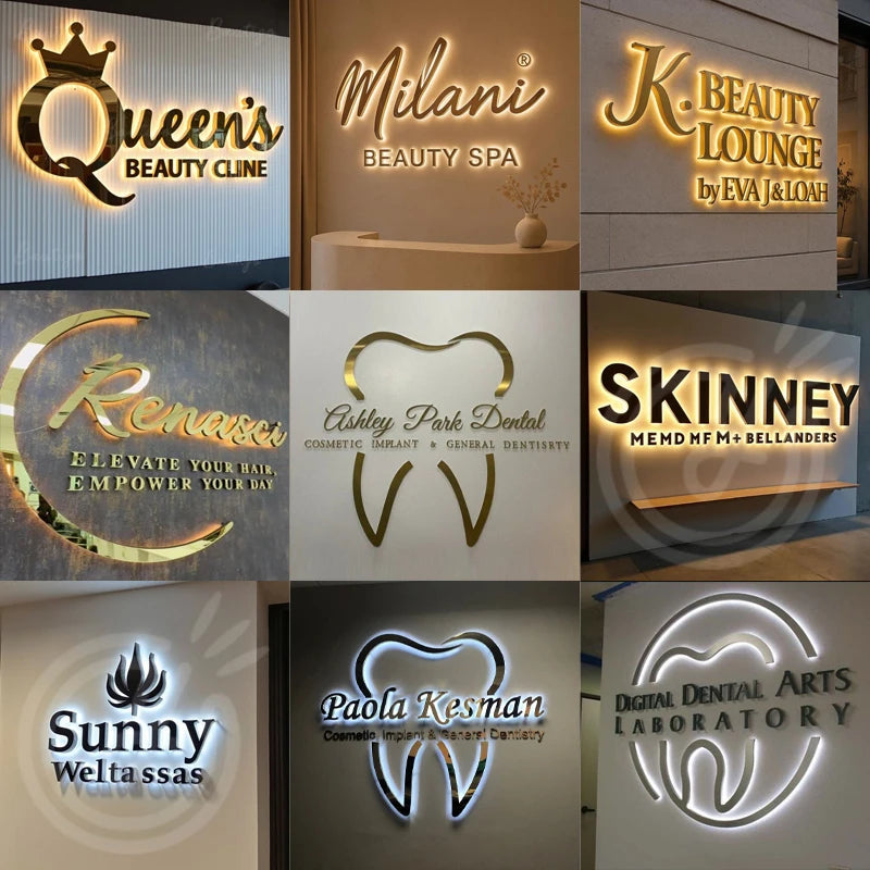 Custom LED Business Sign Metal Letters Waterproof Backlit 3D Logo Signage