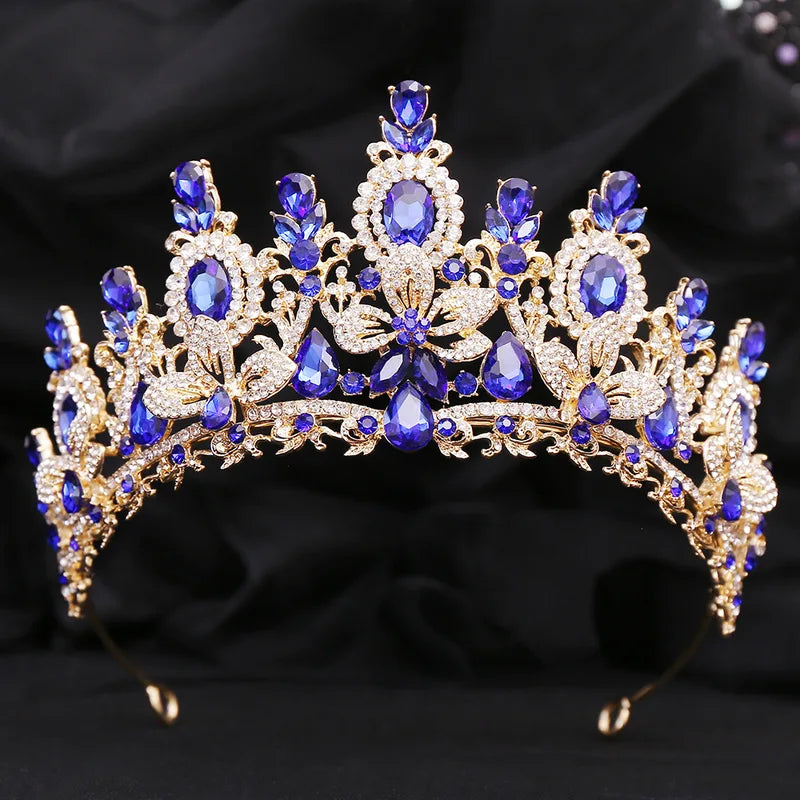 Elegant Water Drop Flower Crystal Opal Tiara for Women Wedding & Party Hair Accessories