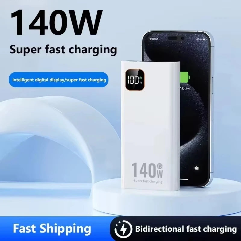 High-Capacity 140W 500000mAh Power Bank Fast Charging Portable Charger for Smartphones