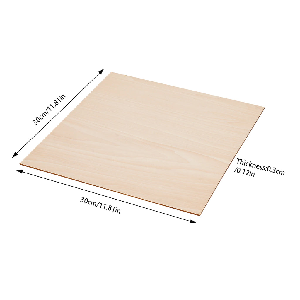 DIY Wooden Craft Sheets - 30 Pack 30x30cm Basswood Boards, 3mm Thick for Laser Engraving & Home Decor