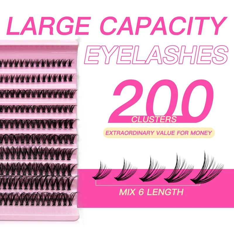 DIY False Eyelash Clusters Kit with Lash Bond, Seal & Applicator - Multiple Colors
