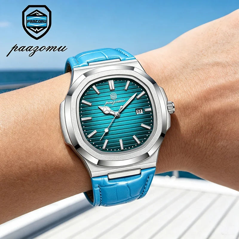 Luxury Leather Business Watch for Men - Waterproof Quartz Casual Wristwatch