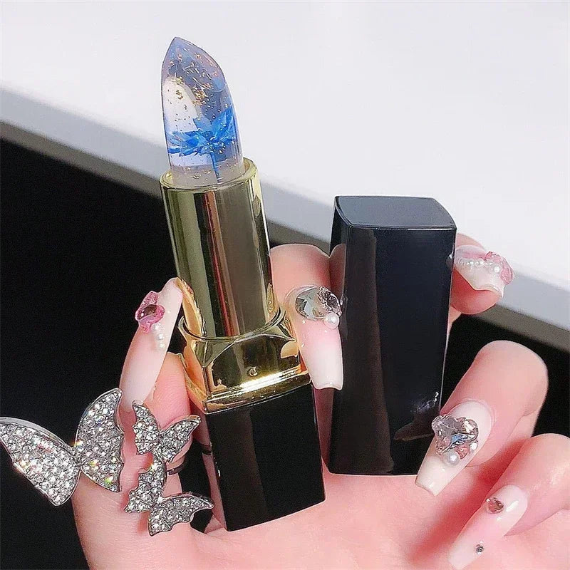 Temperature Color Changing Lip Gloss Moisturizing Lip Balm with Flower Design - Long Lasting Jelly Lip Care