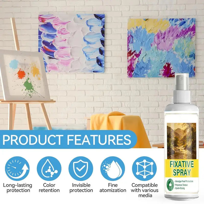 120ml Art Fixative Spray for Pastel Charcoal Oil Painting Smudge-Proof Coating