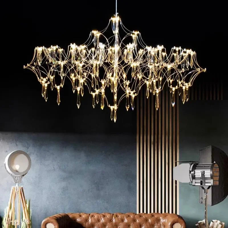 Modern Crystal LED Chandelier for Living Room Dining Bedroom Gold Finish