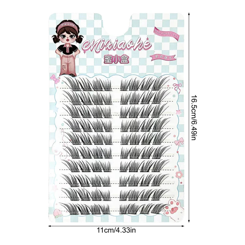 False Eyelash Clusters Natural Wispy Fluffy Lash Extensions with Reusable Spiky Spiky Effect