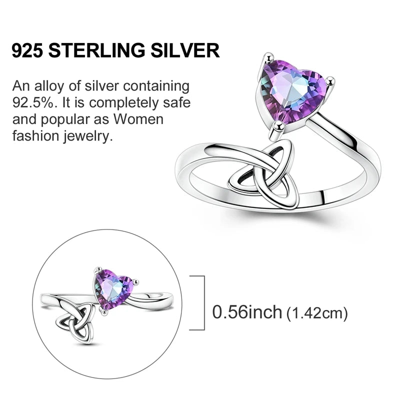Sterling Silver Celtic Knot Love Open Rings for Women Girls Jewelry