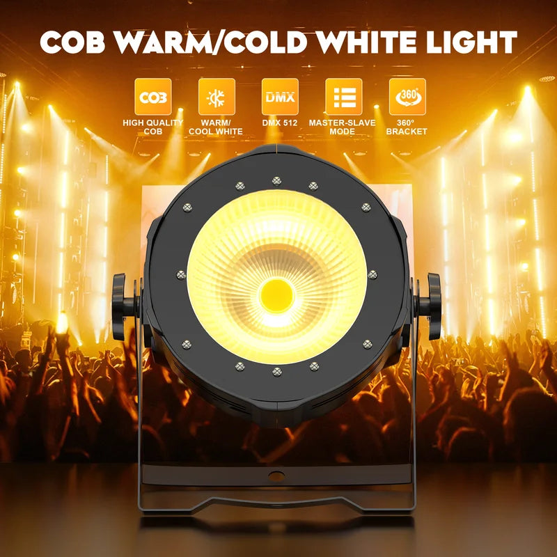 2PCS 100W COB LED Par Stage Lights DJ Wedding Party Effect DMX Control