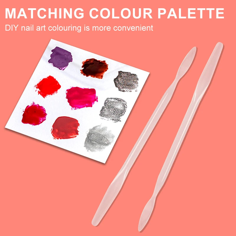 Dual-Ended Nail Art Mixing Stick Flexible Silicone Nail Tool Set