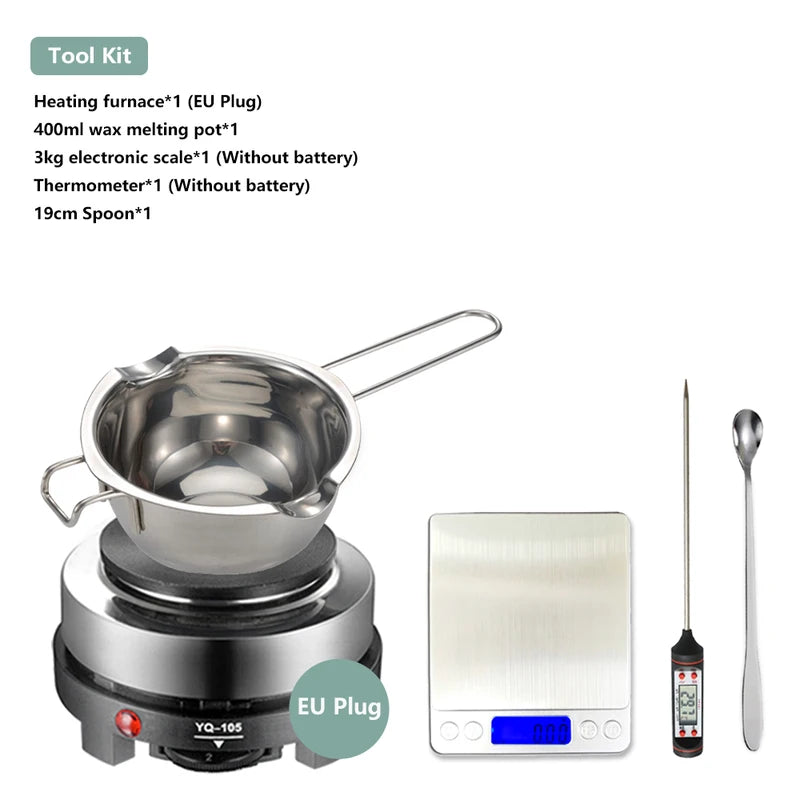 DIY Candle Making Kit with Soy Wax & Stainless Steel Melting Pot - Handmade Aromatherapy Supplies
