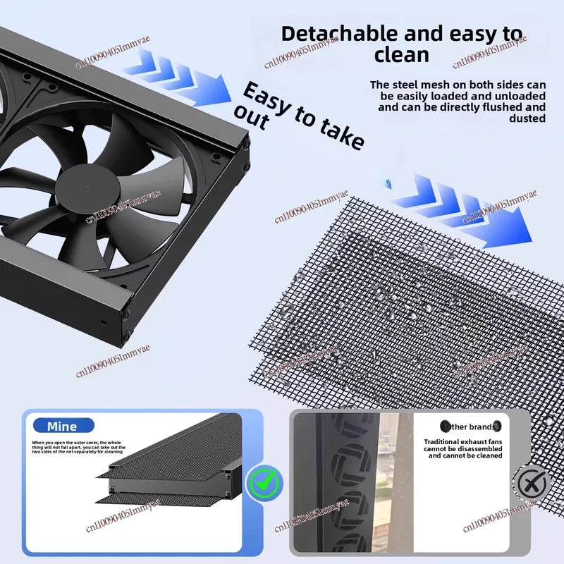 Retractable Glass Window Exhaust Fan - Silent, Strong Speed Control