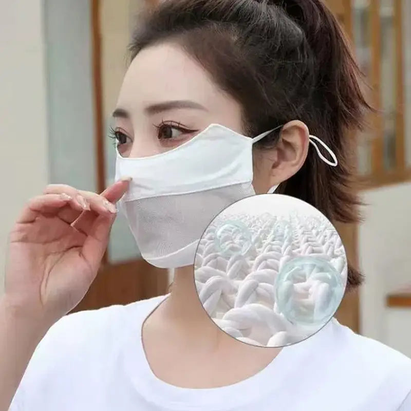 Breathable UV Protection Face Mask with Ice Silk Material for Women